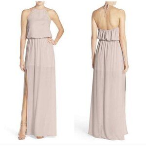 Show ME YOUR MUMU off back HALTER maxi DRESS SMALL BEIGE bridesmaid